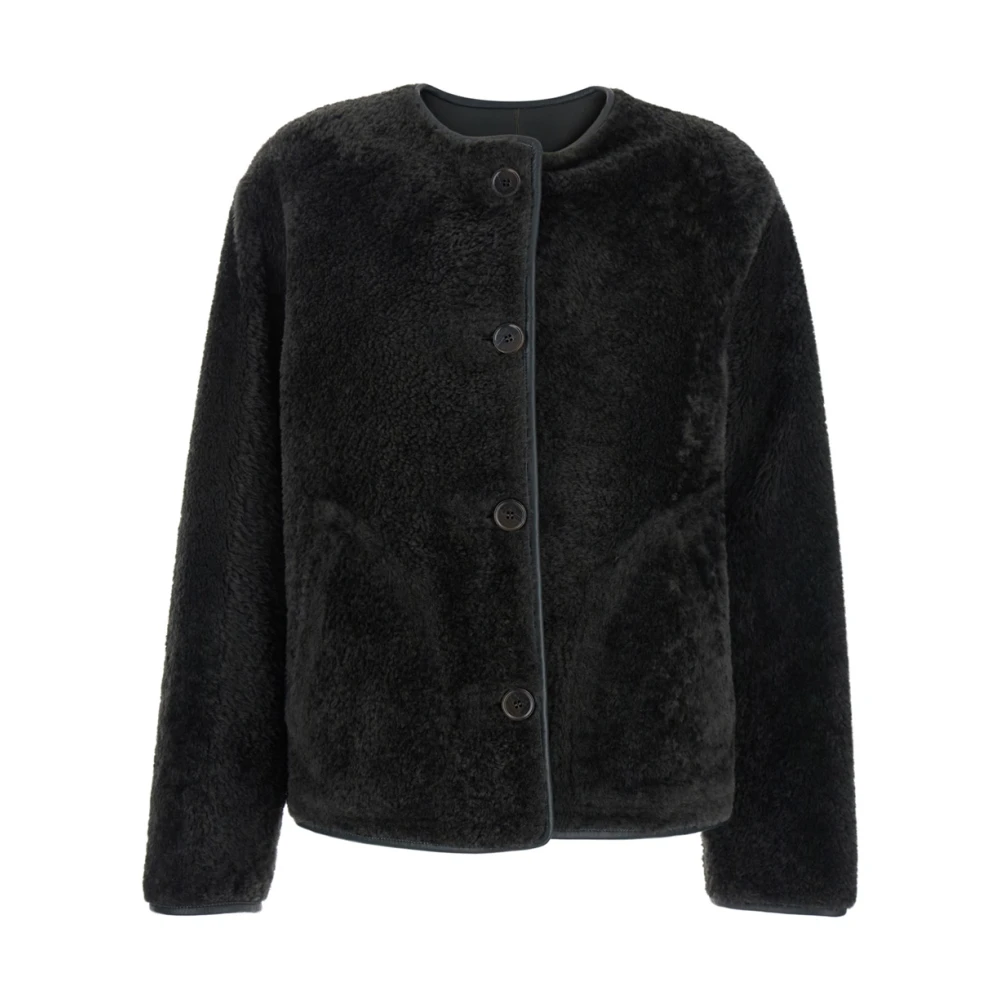 Arma Women's Green Faux Fur & Shearling Jackets, S, Lucine Reversible Crewneck Jacket