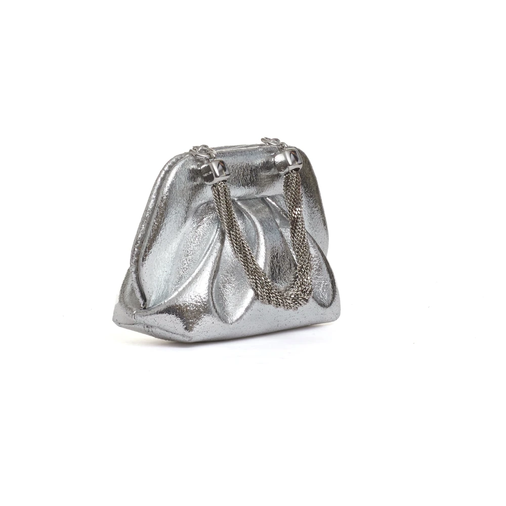 THEMOIRè Zilveren Kettinghandvat Clutch Tas Gray Dames