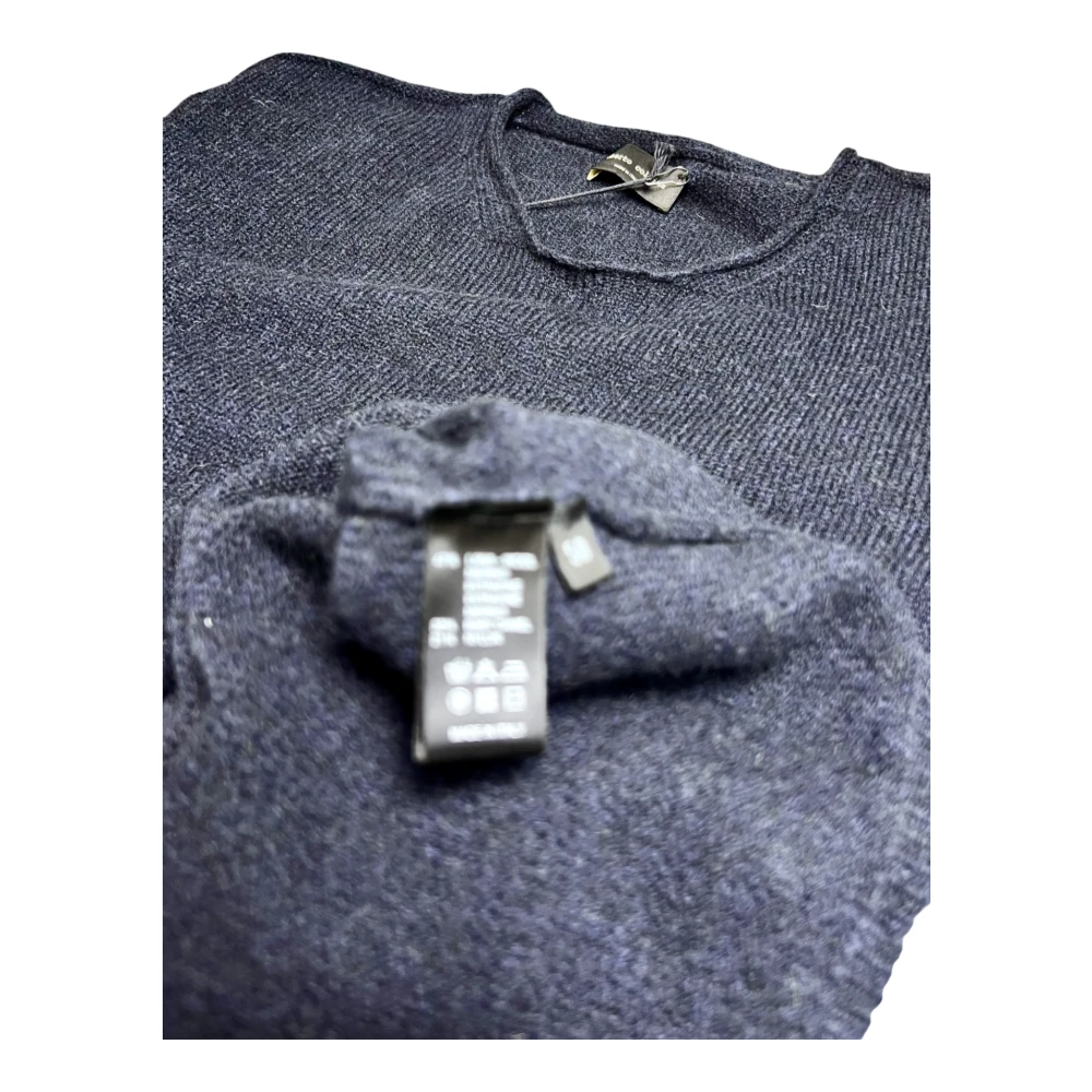 Roberto Collina Navy Merino Baby-Kamel Rollkante Sweater Blue Heren