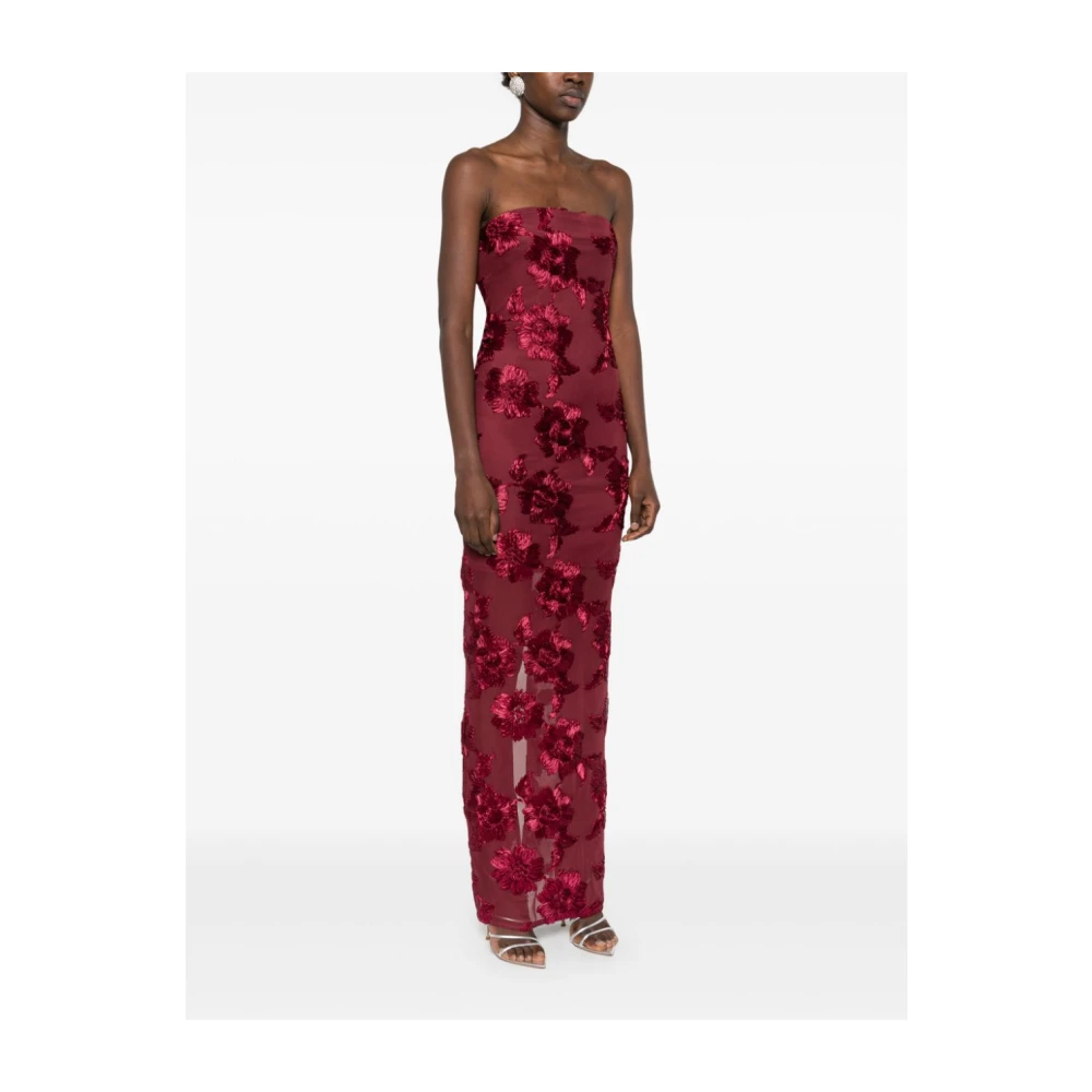 Rotate Birger Christensen Geborduurde Mesh Maxi Jurk Red Dames