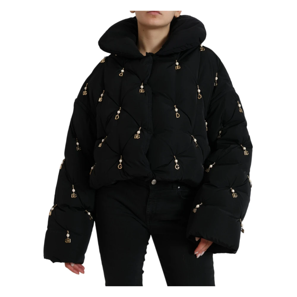 Dolce & Gabbana Women's Black Quilted Down Bomber Jacket
