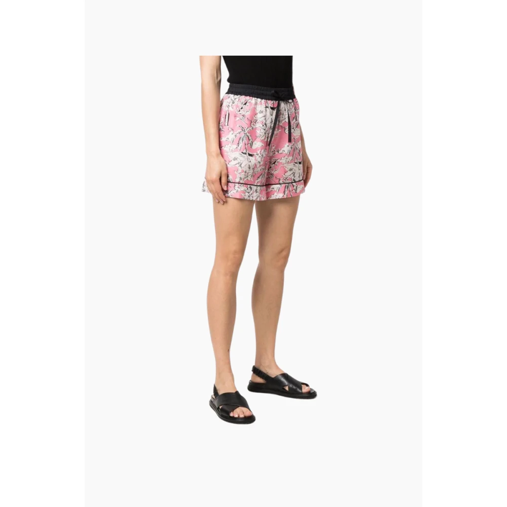 Moncler Silkes Shorts med Palmtryck Pink, Dam