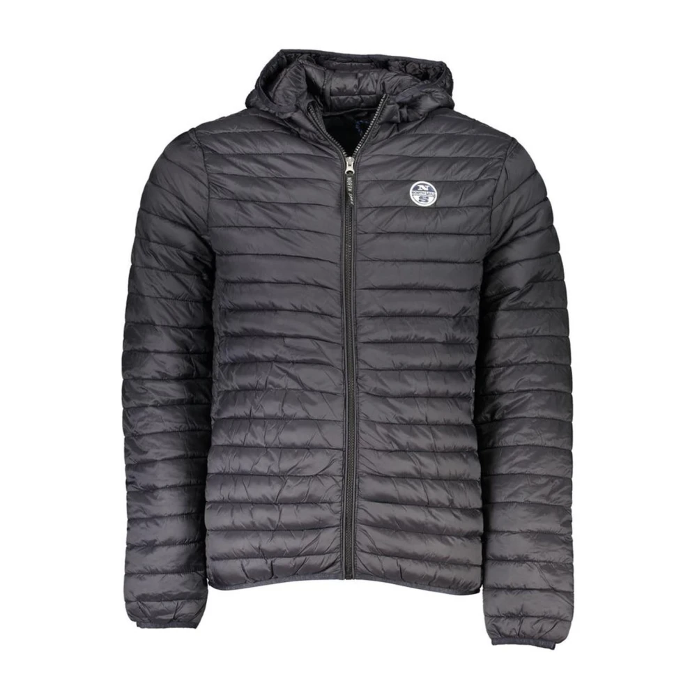 North Sails Men's Black Long-Sleeved Hooded Jacket With Zip And Logo - Winter Jackets - 2XL - Jackets