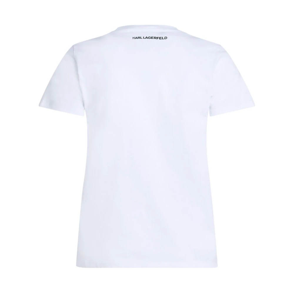Karl Lagerfeld Witte Geborduurde Handtekening T-Shirt White Dames