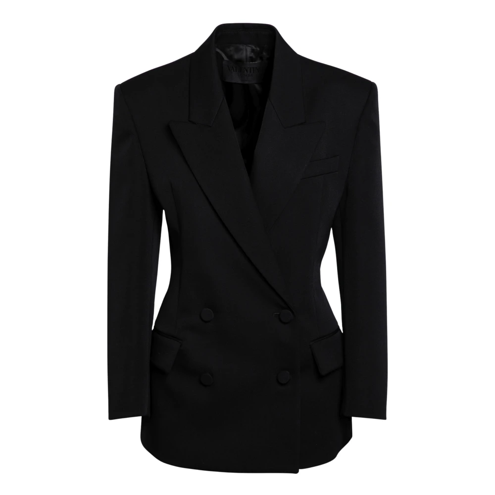Valentino Garavani Dubbelborstig Jas Black Dames