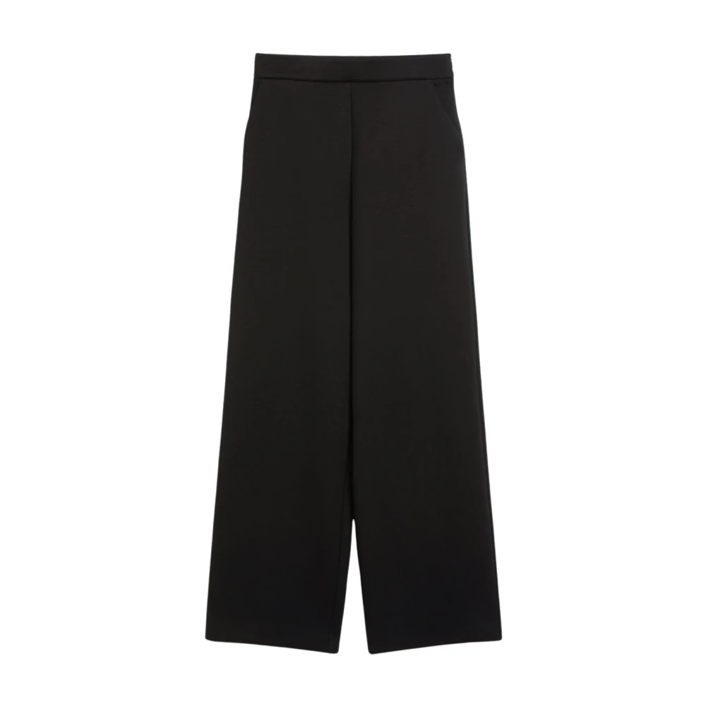 Max Mara Rechte Pijp Viscose Jersey Broek Black Dames
