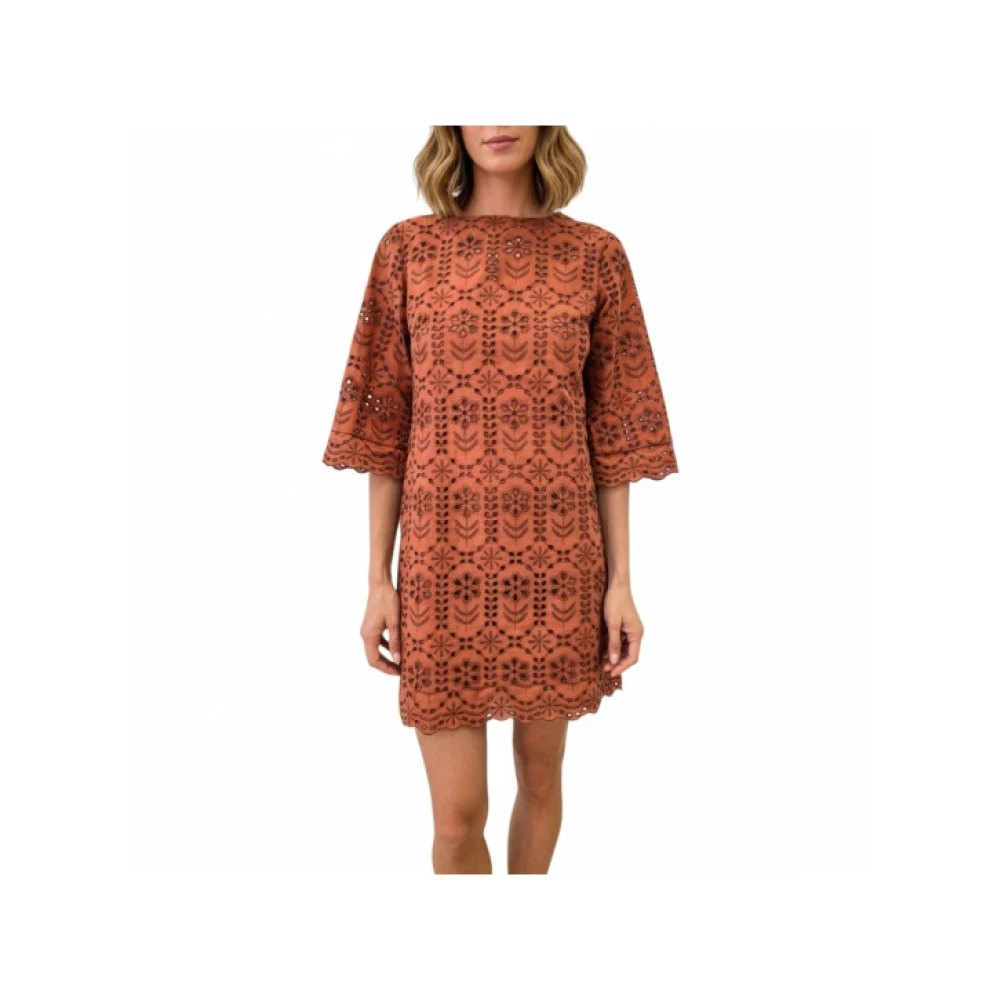 Paul Smith Vrouw Oranje Korte Gehaakte Jurk