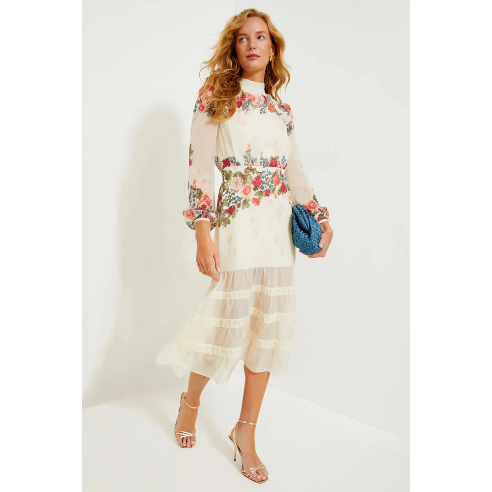 Saloni Jardine Cream Jacqui C Jurk White Dames