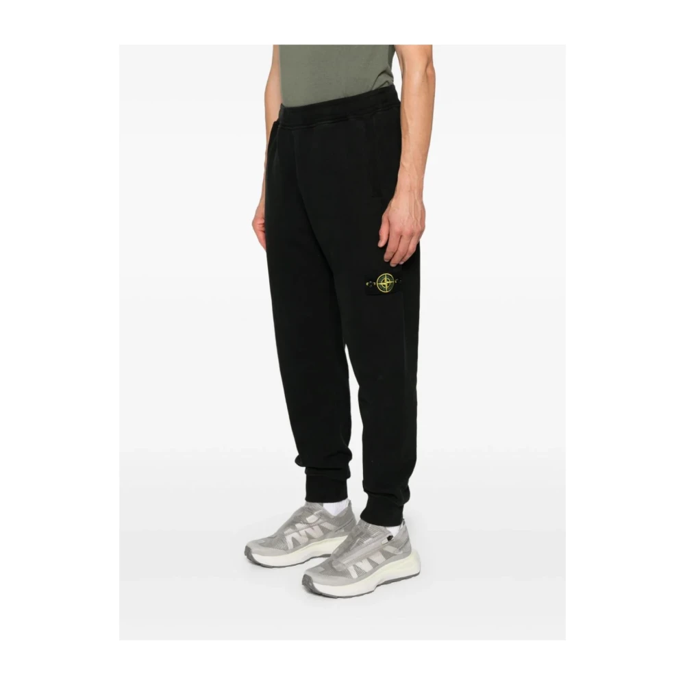 Stone Island Zwarte Katoenen Sweatpants Aw24 Black Heren