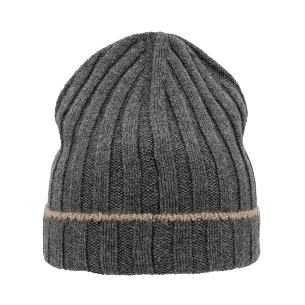 BRUNELLO CUCINELLI Cashmere Gebreide Baret Gray Heren