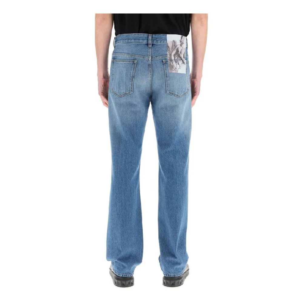 Valentino Katoenen Denim Jeans met Riemlussen Blue Heren