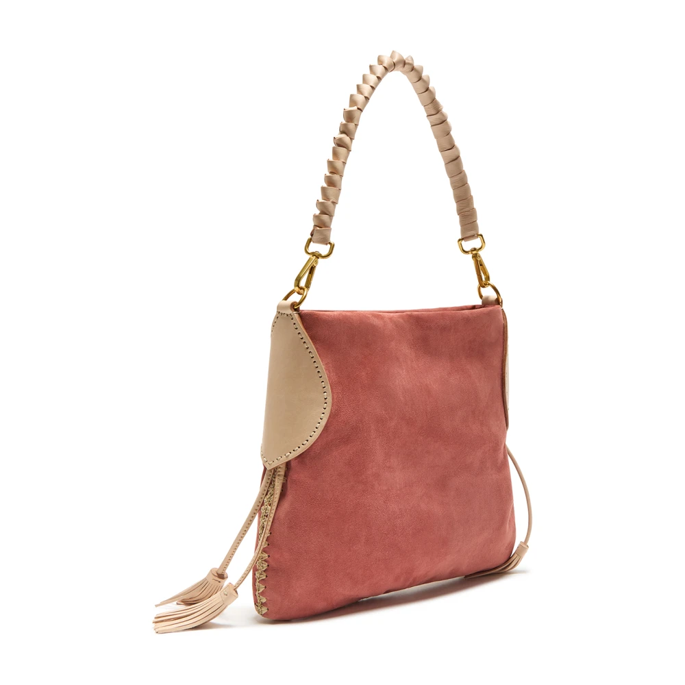 Maliparmi Leren & Raffia Medium Schoudertas Red Dames