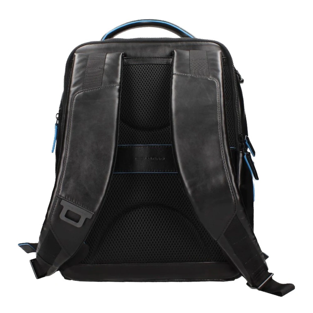 Piquadro Zwarte leren rugzak Eén Black Heren