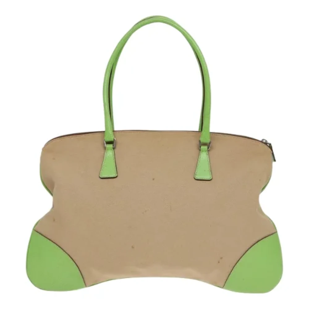Prada Vintage Pre-owned Canvas prada-bags Beige Dames