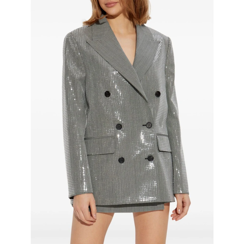 Golden Goose Geruite grijze blazer met zilverkleurige knopen Gray Dames