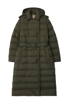 Lång Vadderad Parkas med Huva