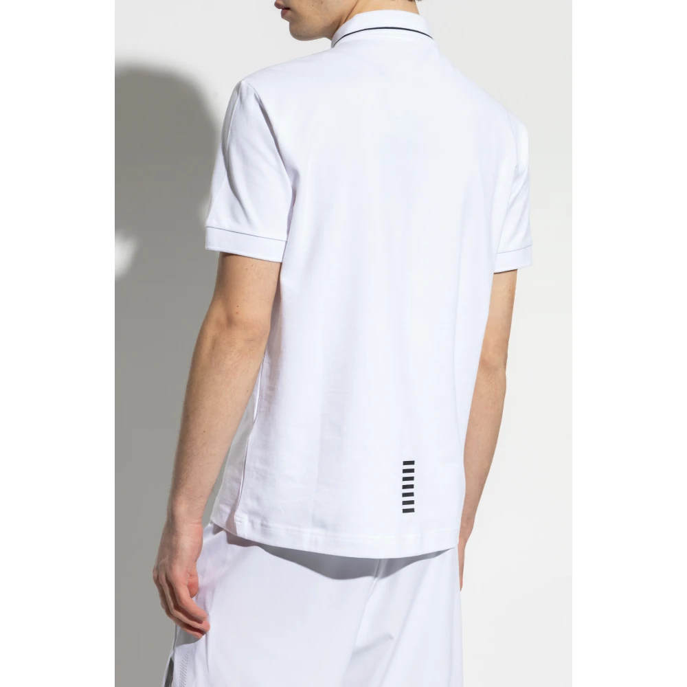 Emporio Armani EA7 Katoenen polo met bedrukt logo White Heren