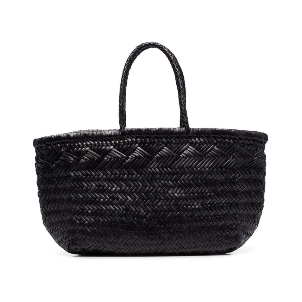 Dragon Diffusion Leren Tote Tas met Gevlochten Ontwerp Black Dames