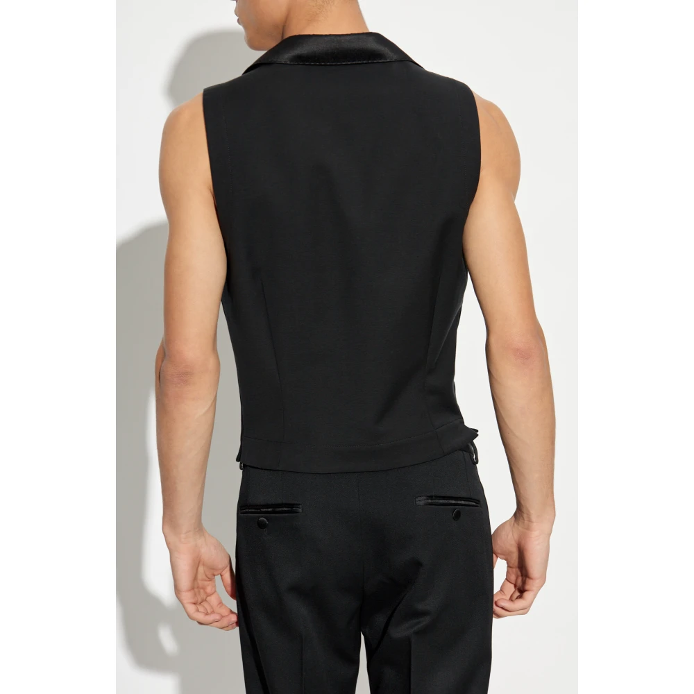 Dolce & Gabbana Vest met satijnen inzetstukken Black Heren