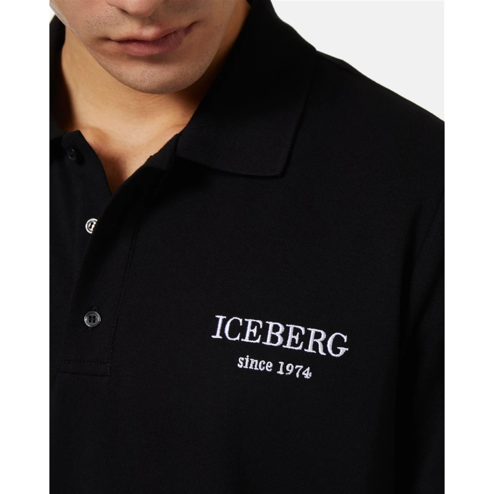Iceberg Logo Polo Shirt Black Heren