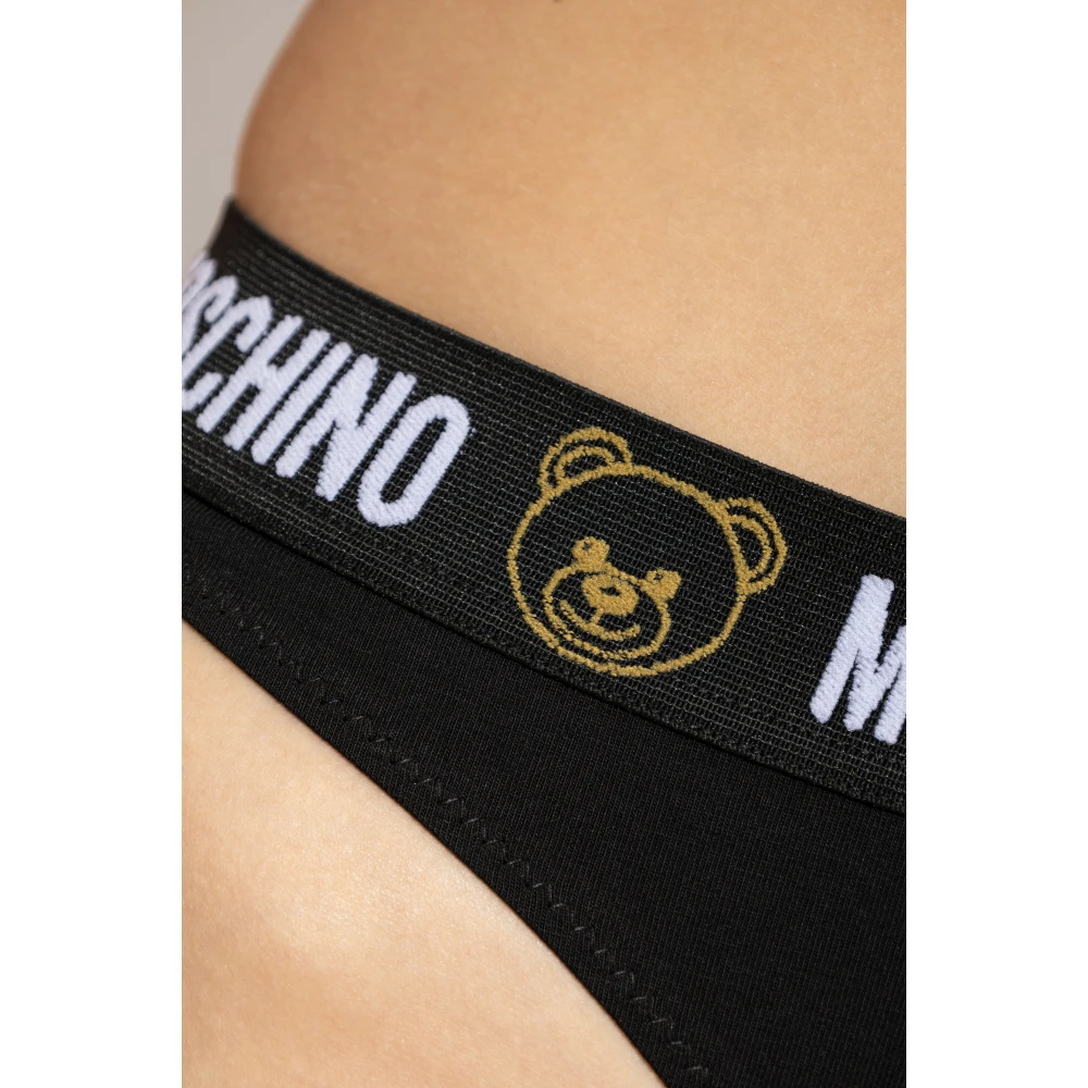 Moschino Logo Thong Black Dames
