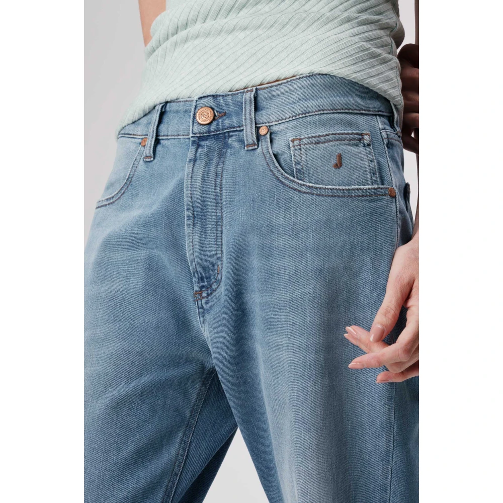 Jeckerson Boyfriend Fit Denim Jeans in Medium Blauw Blue Dames