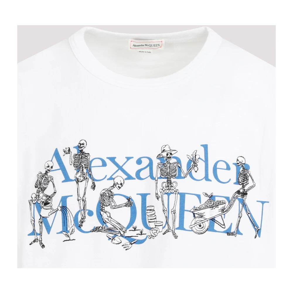 alexander mcqueen Skeleton Logo White T-Shirt White Heren