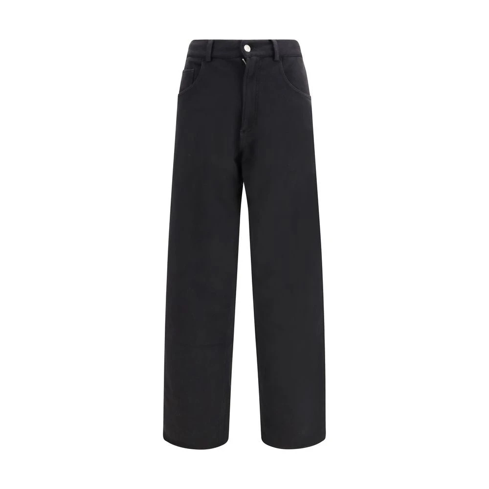 Mm6 Maison Margiela Women's Black Wide Trousers, S, Cotton Track Trousers