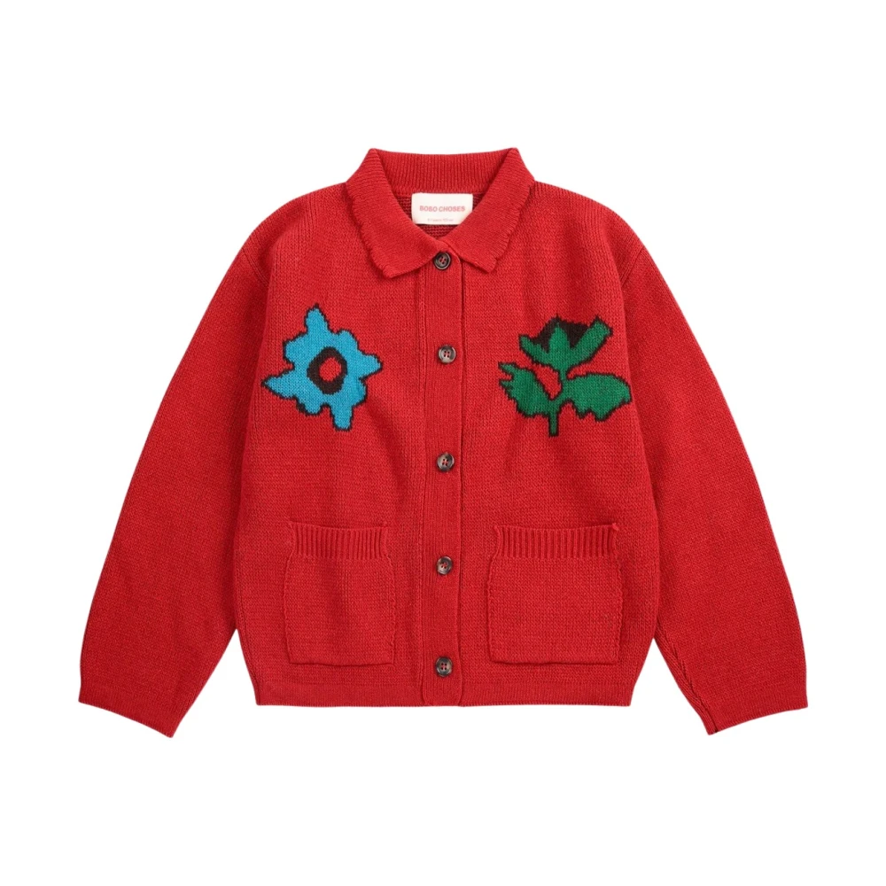 Bobo Choses Wool Flower Cardigan in Red Size 36 - Image 3