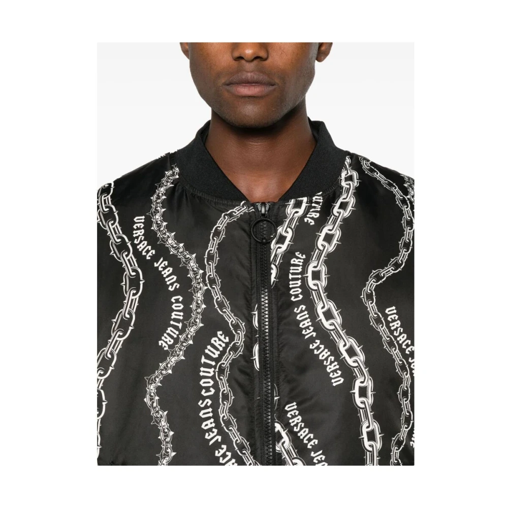 Versace Jeans Couture Ketting-Link Print Hoodie Jas Black Heren
