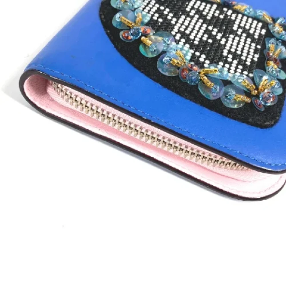 Dior Vintage Pre-owned Leather wallets Blue Dames