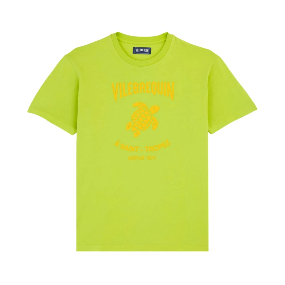 Vilebrequin Heren Logo Print Katoenen T-Shirt Green Heren