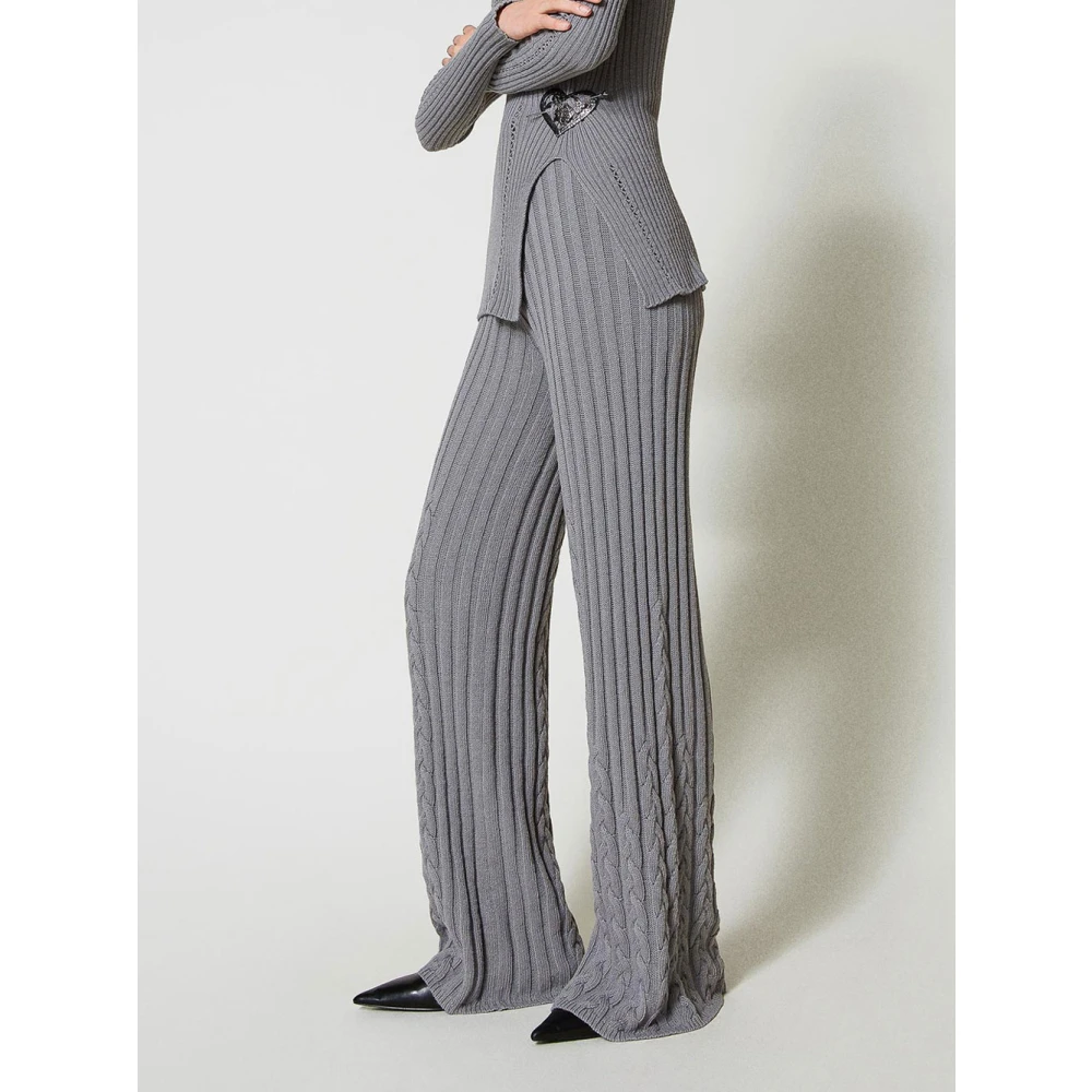 Twinset Flare Broek in Licht Grijs Wol Gray Dames