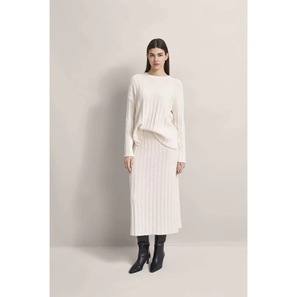 Bugatti Verticaal Gestreepte Gebreide Trui White Dames