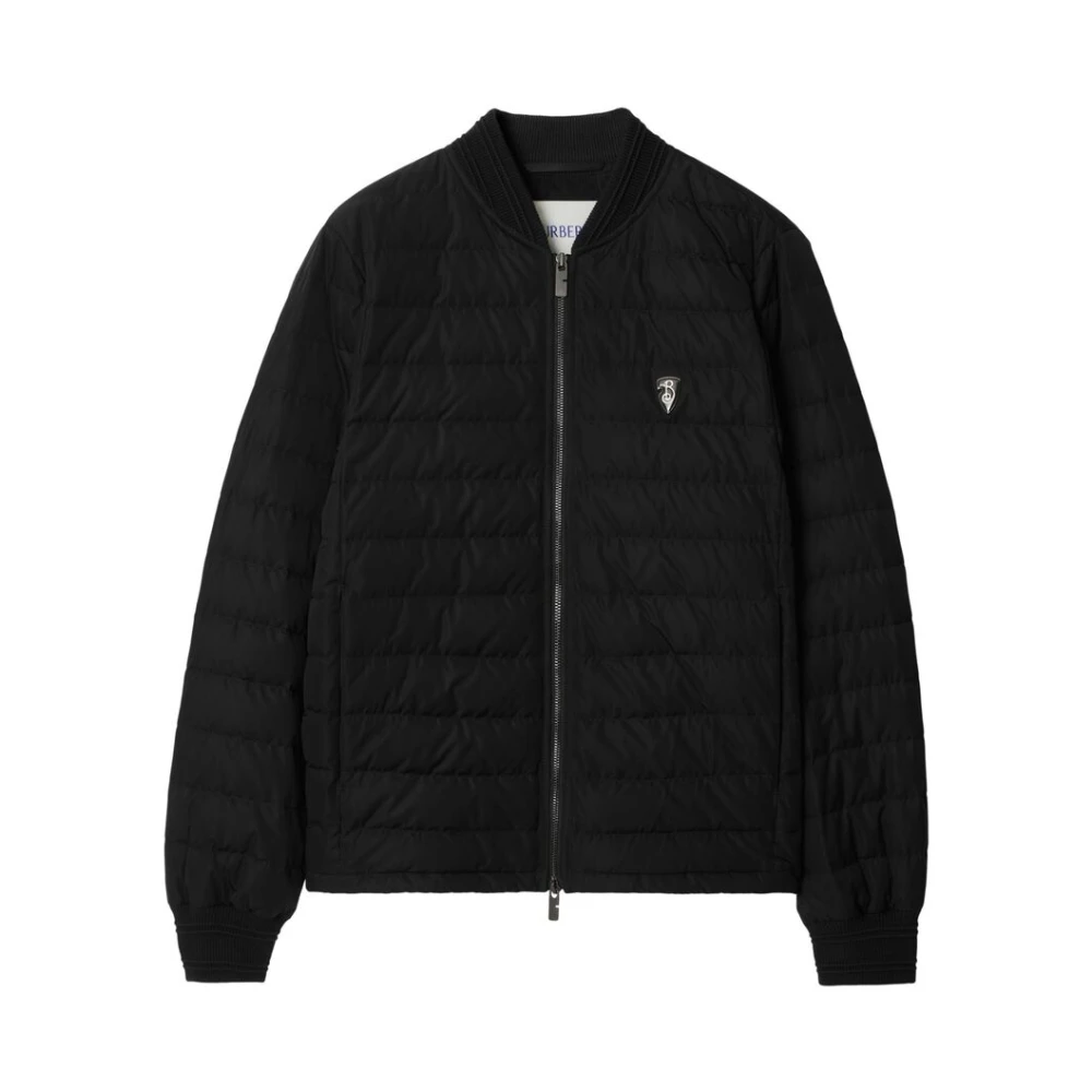 Burberry Zwarte ritssluiting lange mouwen jas Black Heren