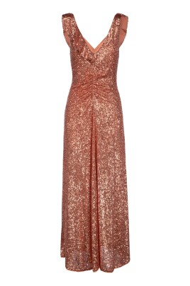 sequin-flared-v-neck-long-dress