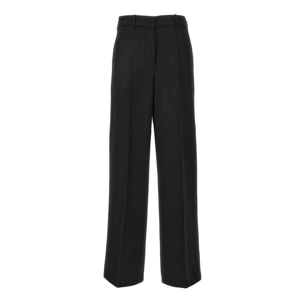 Jil Sander Women's Black 61 Pleated Front Wide Leg Trousers - Wide Trousers - Xs - Trousers