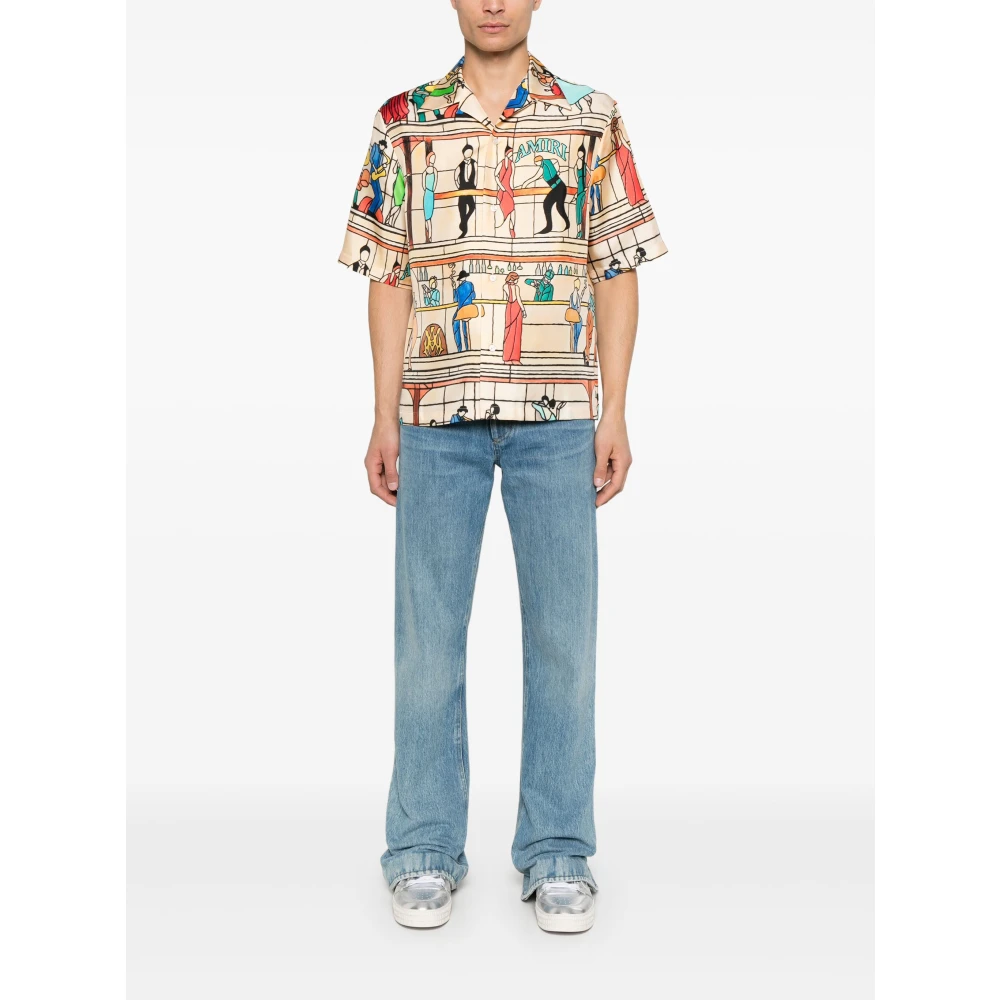 Amiri Beige Bowling Shirt met Pool Hall Print Multicolor Heren