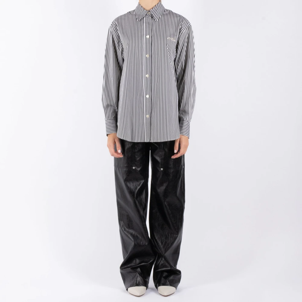 Isabel marant Zijden Koperen Shirt Zwart Ivoor Gray Dames