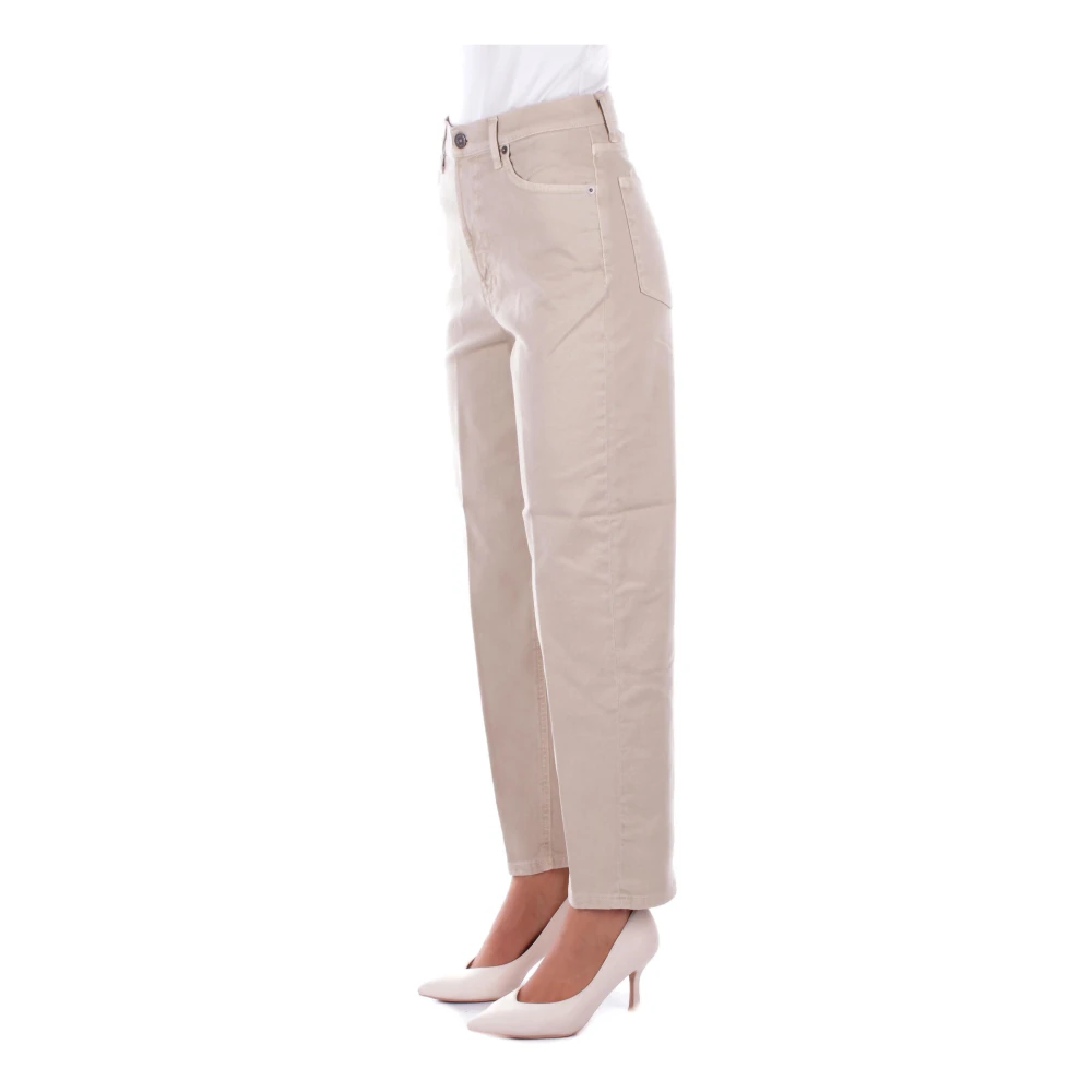 Dondup Beige Broek met Logo Rits Sluiting Beige Dames