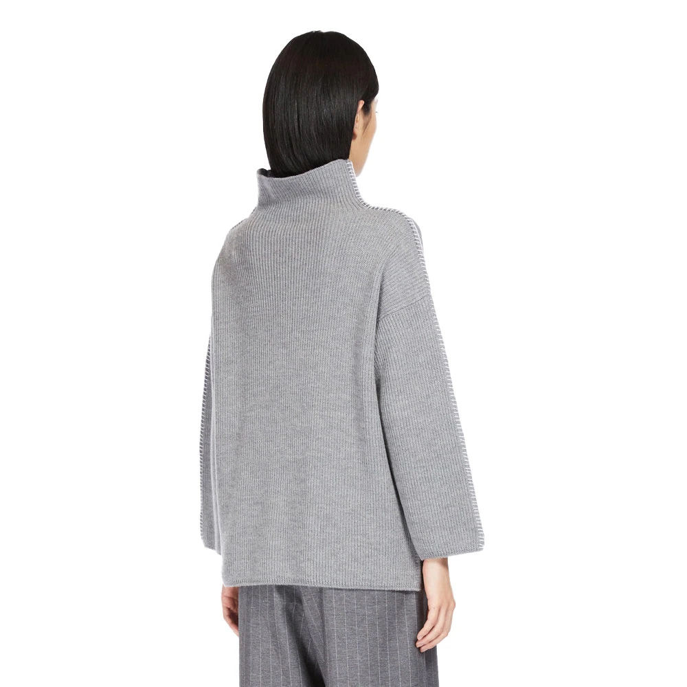 Max Mara Hoge Hals Gebreid met Contrastdetails Gray Dames