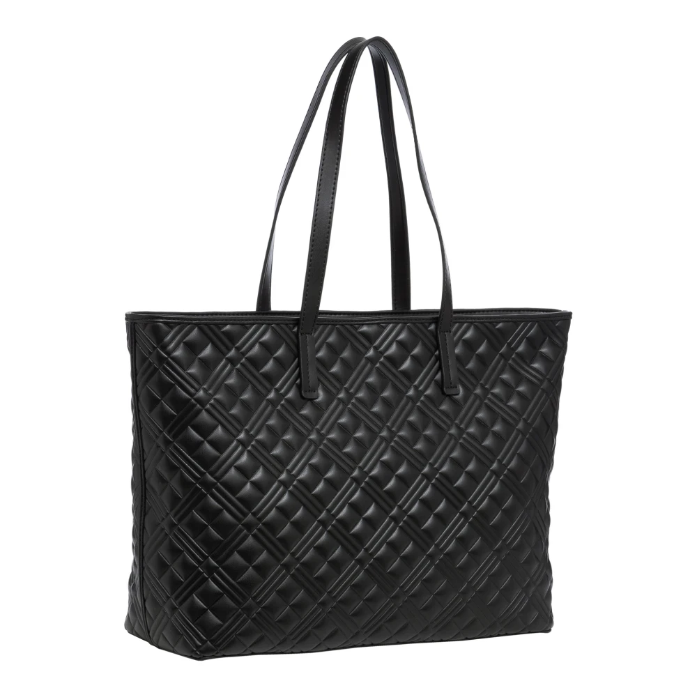 Love Moschino Multicolor Logo Tote Tas met Rits Black Dames