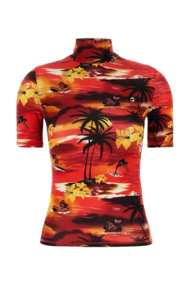 Tryckt stretchviskos T-shirt