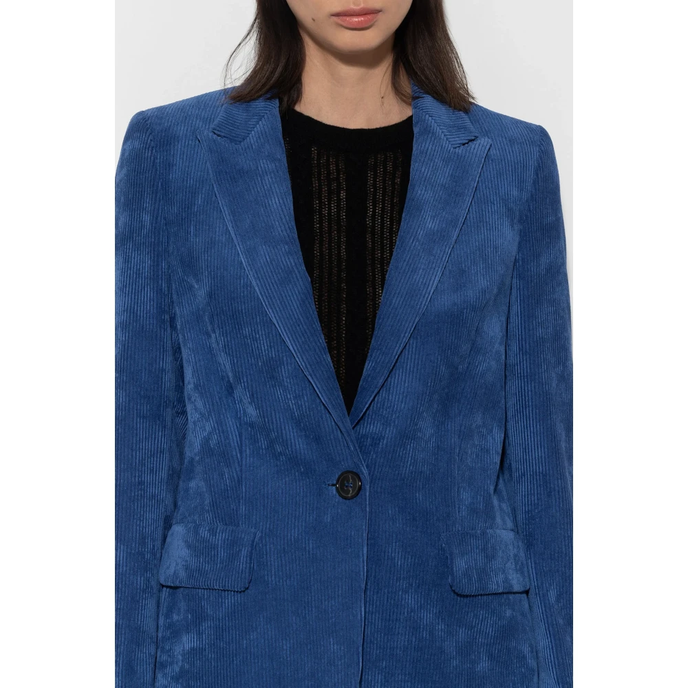 LUISA CERANO Fluwelen Jas met Enkele Knoopsluiting Blue Dames