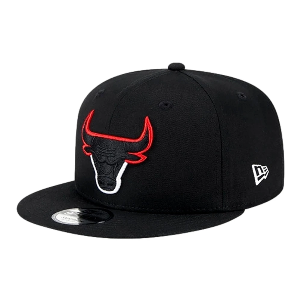 new era Zwarte Bulls Split Logo Pet Black Heren