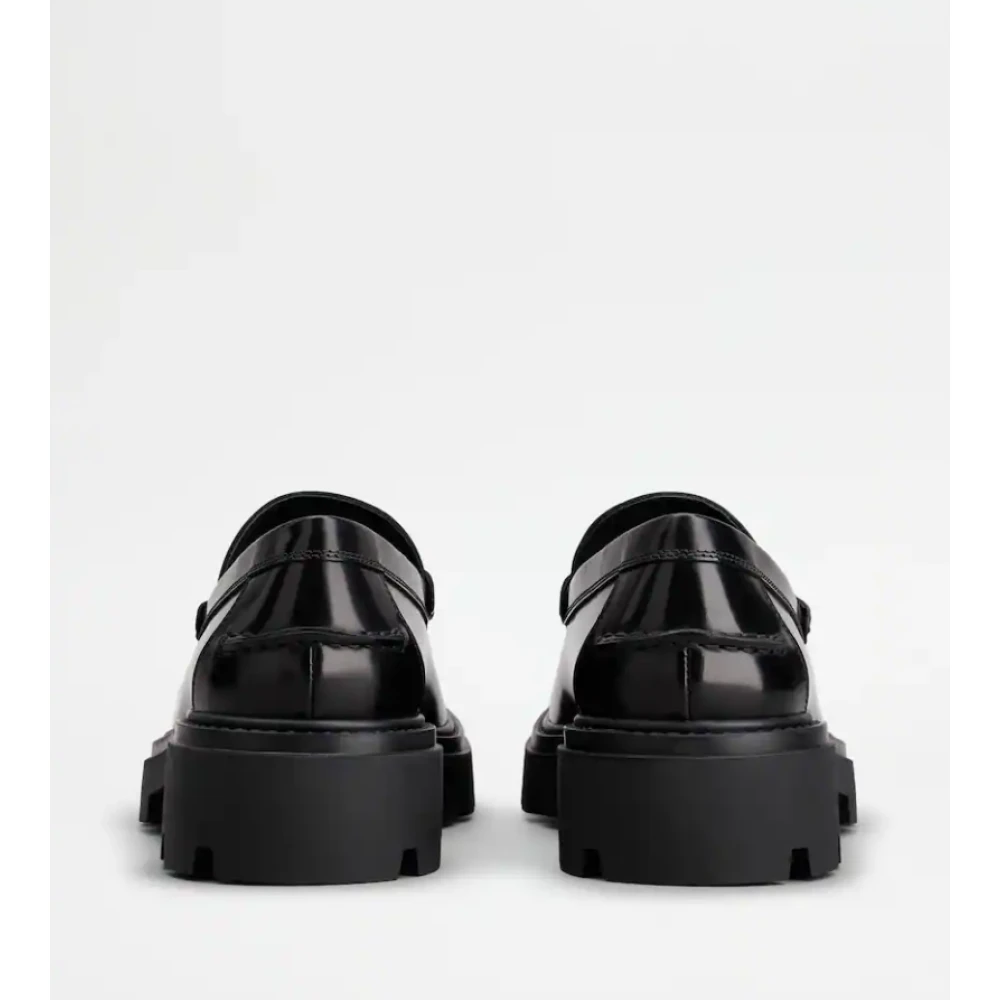 TOD'S Zwarte Leren Mocassin met Lug-Style Zool Black Heren