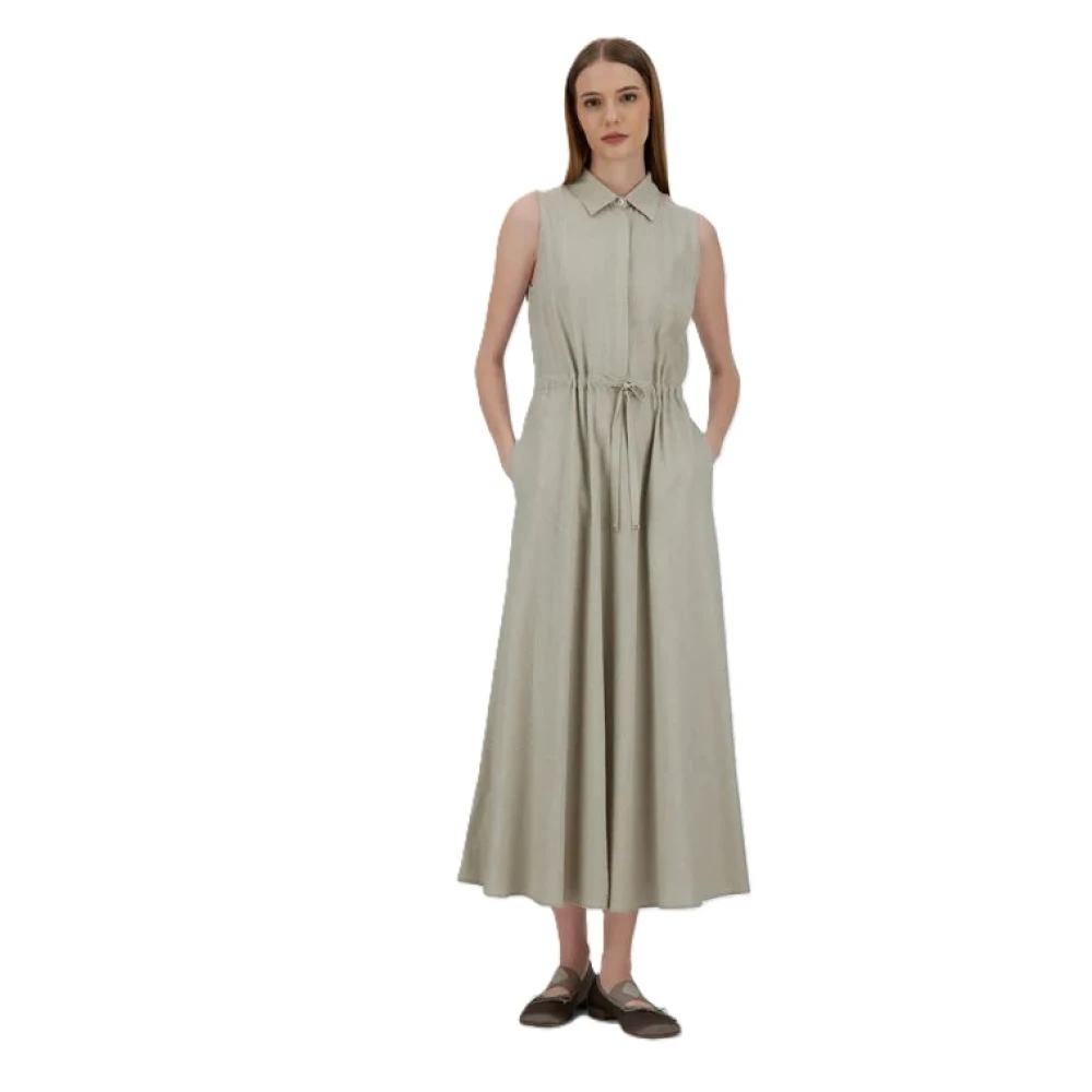Herno Geweven jurk met hemdkraag Gray Dames