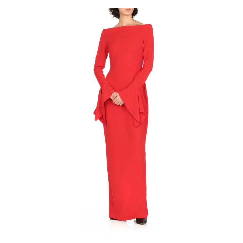 Solace London Rode Jurk met Rechte Hals en Lange Mouwen Red Dames