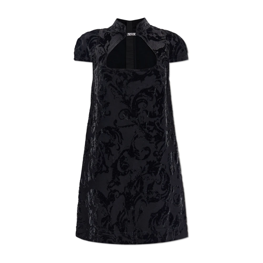 Versace Jeans Couture Femme Noir Robes, Taille: 34 Fr Velvet Pattern Dress