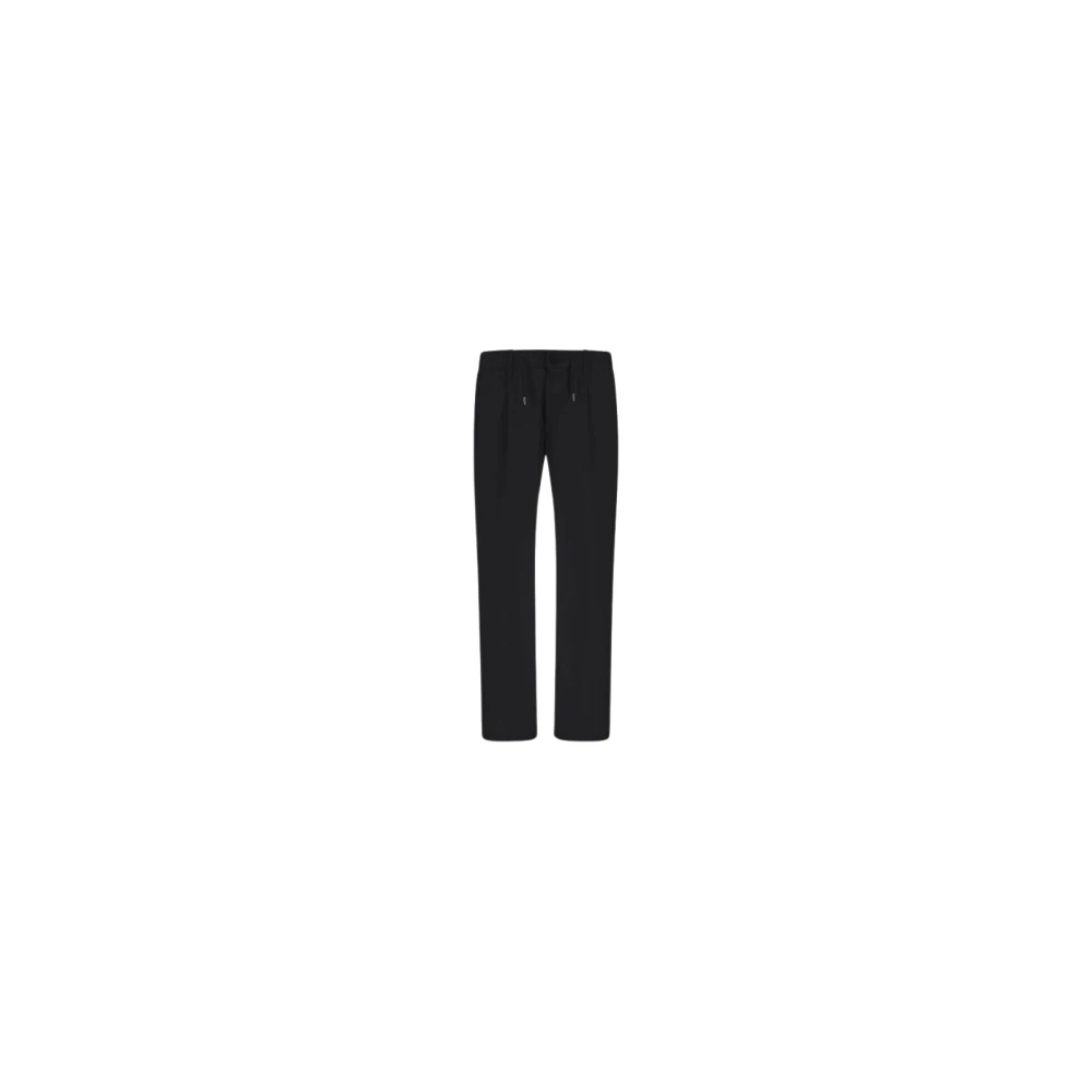 Herno Mannelijk Zwart Geplooide Broek Met Trekkoord